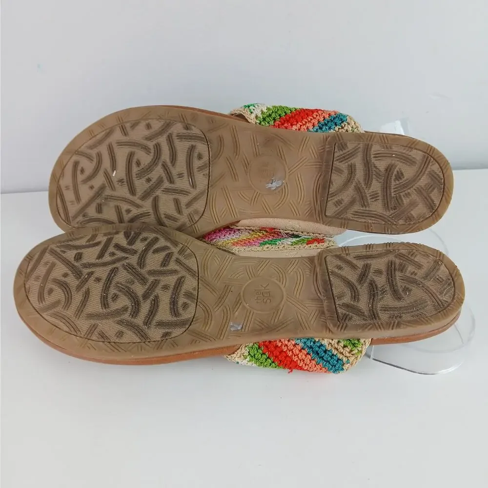 The Sak SZ 10 Shana Rainbow Stripe Hand Crochet Thong Sandals